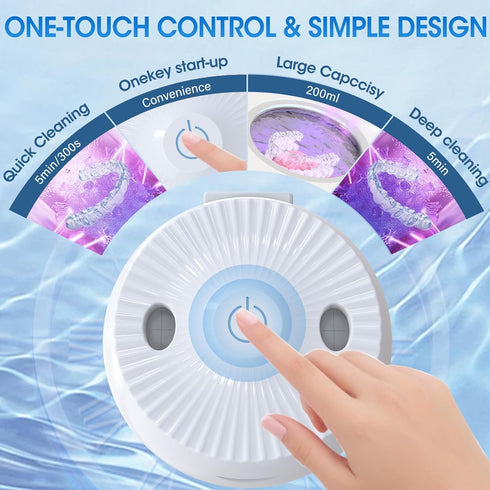 SHPMXUPW 200ML 45kHz 5-Minute Ultrasonic Retainer Cleaner Machine, Cleaning Pod for Jewelry Cleaner, Dentures, Mouth