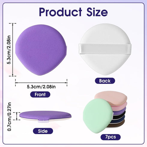 7Pcs Korean Makeup Sponge Puff Set for Foundation, Concealer, and Setting Powder, Teardrop Blender