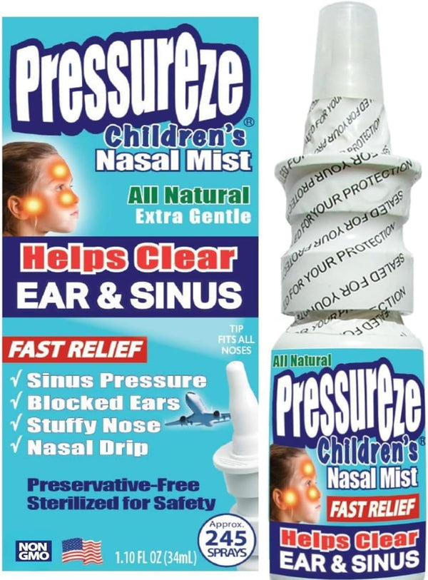 Preservative-Free Sterile Nasal Spray for Children - Sinus and Ear Relief, Fast Congestion Relief Nasal Spray, 245