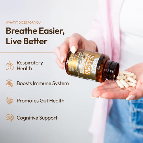TM02 >30% Immune 60 Tiger Milk Mushroom Extract (Lignosus rhinocerus) - Premium LiGNO - Polysaccharides - Lungs
