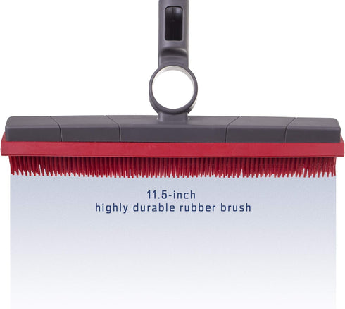 Premium Rubber Floor Brush with Squeegee for Carpets & All Surfaces - Pet Hair Remover - 11.5 Inches (Attachment Only)