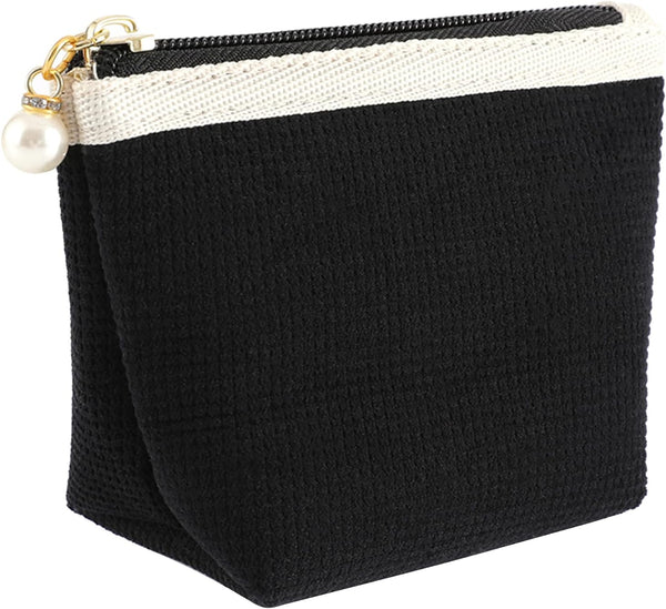 Teircno Preppy Corduroy Period Bag for Women, Cute Sanitary Napkin Storage Bag Portable