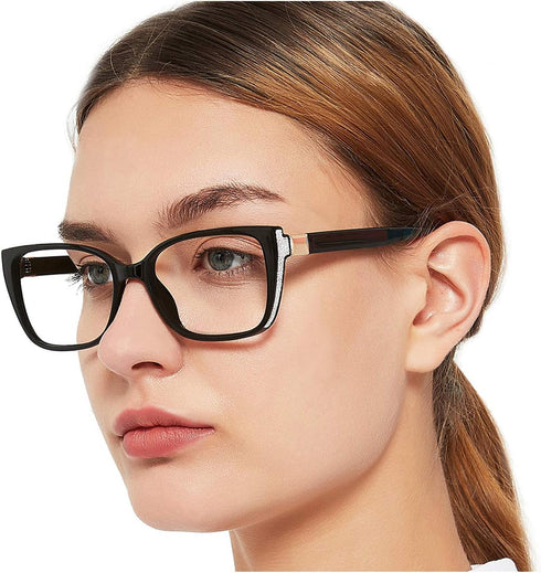 OCCI CHIARI Women Vintage Reader Glasses - 0.100.150.200.250.300.350.400.500.600 (Black, 1.5)