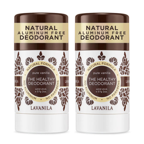 Lavanila Pure Vanilla Deodorant for Women - 2-Pack (2 Oz Each), Natural Aluminum Free Solid Stick