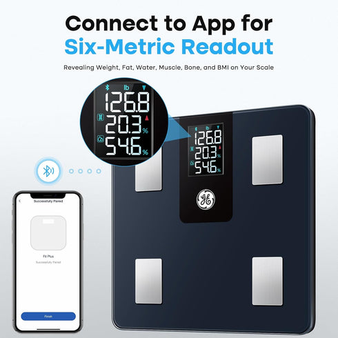 GE Smart Scale for Body Weight and Fat Percentage - Digital Bathroom Weight Scales with LCD Display