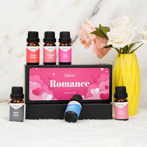 ESSLUX Romance Scented Essential Oils Gift Set for Diffuser, Premium Soap Candle Making Scents, 6x10ml.