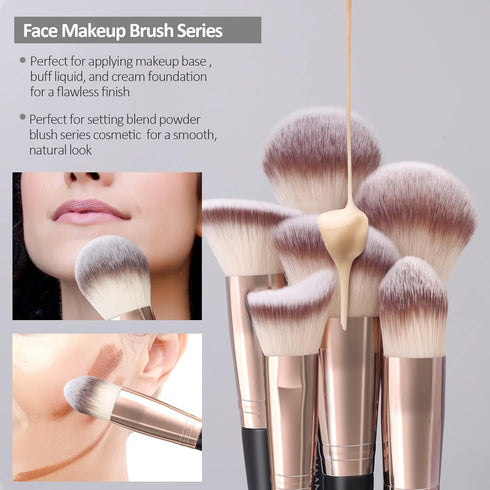 MAANGE Makeup Brushes, 18 Pcs Professional Brush Set, Premium Synthetic Face Kabuki Brush Kit for Foundation and