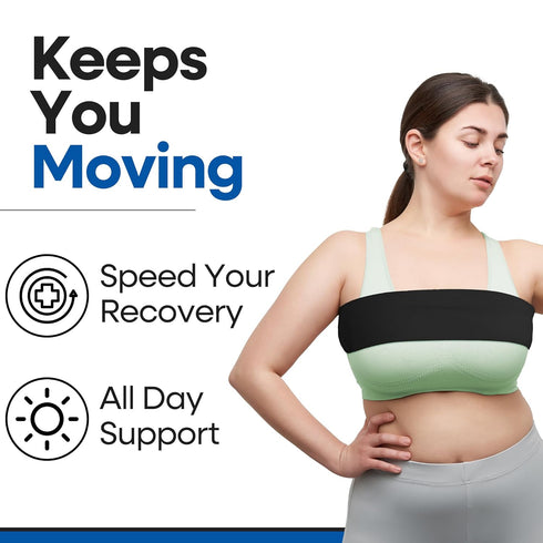 Post Op Breast Augmentation Bra Band, Compression Wrap for Women, No Bounce Stabilizer Strap for Surgery