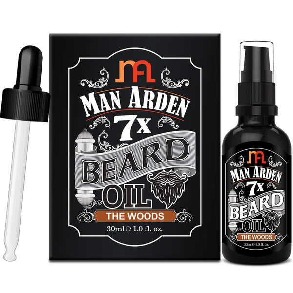 Man Arden 7X Beard Oil (The Woods), 7 Premium Oils Blend for Beard Growth & Nourishment, 30ml