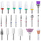 MelodySusie 21pcs Nail Drill Bit Set, Professional Ceramic Diamond Carbide Acrylic Gel Nail Art Tool Kit for Manicure