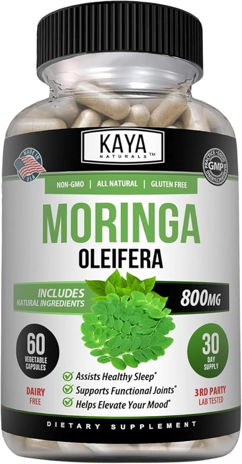 Kaya Naturals Moringa Leaf Extract - Pure Miracle Tree Moringa - Complete Greens Superfood Supplement - 60 Veggie Count