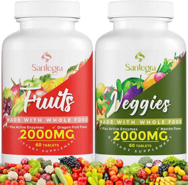 2000 MG Fruits and Vegetables Supplements - 120 Tablets, Natural Balance Over 35+ Whole Food Superfoods