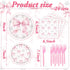 Havawish 96 Set 24 Pcs Pink Bow Snowflake Paper Plates Winter Wonderland Plates and Napkins It's Cold Outside Winter