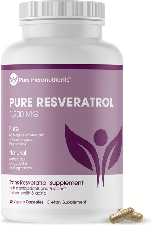 Pure Micronutrients Extra Strength Resveratrol Supplement - 1200mg Trans-Resveratrol for Heart & Immune Health, 60