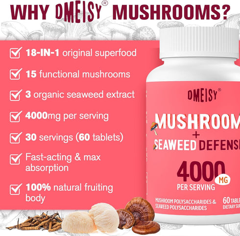 Sublingual Mushroom Complex 4000mg, 18-in-1 Lions Mane Mushroom Supplement with Reishi, Cordyceps, Chaga, Turkey Tail &