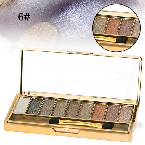 Sparkle Eyeshadow Palette & 9 Colors Shimmer Makeup Palette & Cosmetic Brush Set, Gold Glitter, Highly Shining