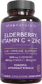 Viva Naturals 4-in-1 Daily Immune Support Supplement, 120 Capsules - 1000mg Sambucus Black Elderberry, Zinc, Vitamin C