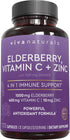 Viva Naturals 4-in-1 Daily Immune Support Supplement, 120 Capsules - 1000mg Sambucus Black Elderberry, Zinc, Vitamin C