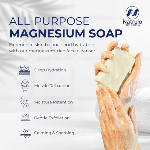 Dead Sea Magnesium Soap Bar Deep Cleansing, Moisturizing Body Soap for Dry Itchy and All Skin Types Shower Soap Soothes Muscles and Joints All-Natural Exfoliating Face and Body Wash Made in USA