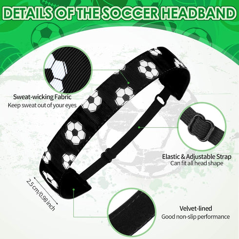 MTLEE 12 Pcs Soccer Hair Accessories Include 8 Pieces Soccer Hair Scrunchies Elastic Soccer Hair Ties Ponytail Holders 4 Pieces Non-Slip Soccer Headband Adjustable Football Hairband for Girls Teens