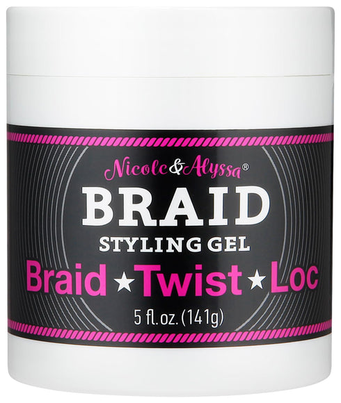 Nicole & Alyssa Braiding Gel 5oz, No Flakes or Buildup, Extra Hold for Braids, Locs & Twists