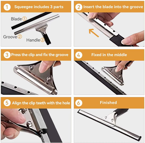 Squeegee Replacement Silicon Rubber Blade - For Shower Doors, Window, Glass Cleaning, 41 Inch (Black)