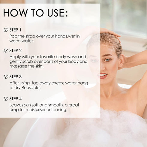 Evridwear Exfoliating Bath Sponge, Daily Skincare Body Scrubbers with Strap, 3 Count Value Pack