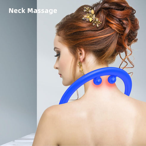 Back and Neck Massager for Trigger Point Fibromyalgia Pain Relief and Self Massage Hook Cane Therapy (Blue)