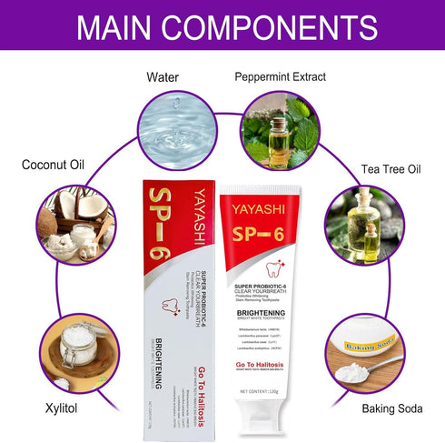 2 Pcs Sp-6 Probiotic Ultra Whitening Toothpaste, Deep Cleaning Care, Stain Removing, Fresh Breath