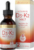 Carlyle Vitamin D3 K2 Liquid | 2 Fl Oz | MK-7 Supplement | Vegetarian, Non-GMO, Gluten Free