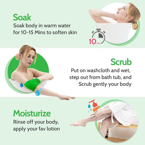 Modu 6 Pcs Korean Exfoliating Mitt Bath Washcloth 6.7 x 5.5 in - Small 6 Pcs Green
