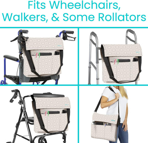 Vive XL Wheelchair Bag - Waterproof, Scratch-Resistant, Double-Stitched, Machine Washable Accessory for Adults, Seniors, 15 Colors - Storage Walker Backpack to Hang on Back of Wheel Chair