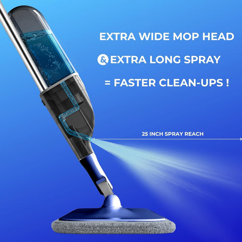 True & Tidy Multi-Surface Spray Mop with Refillable Water Bottle, Use Any Cleaning Solution Easy to Fill and Refill
