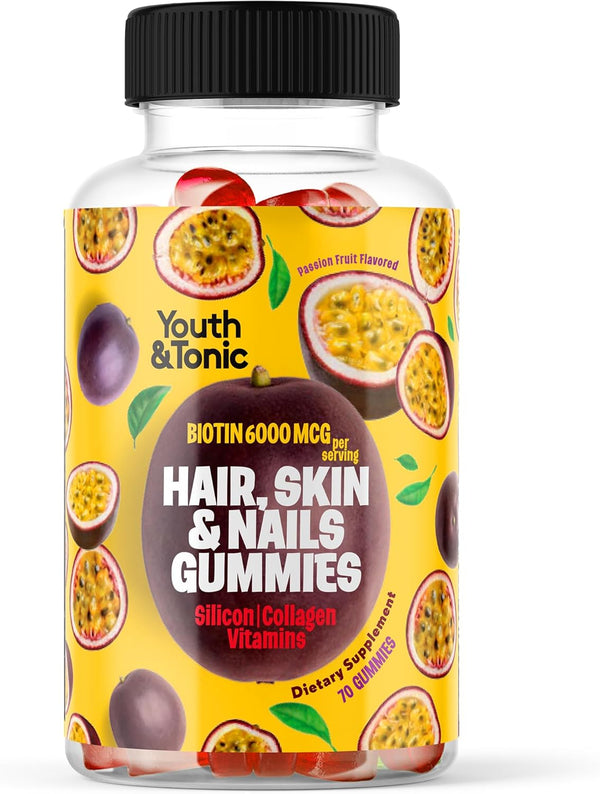 70 Hair Gummies for Women, Biotin 6000mcg, Collagen, Multivitamins, Hair Skin and Nails Vitamins, Pectin-Based