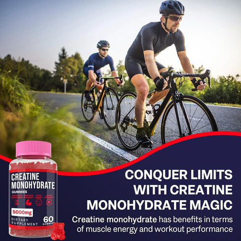 Creatine Monohydrate Gummies for Men & Women, Chewable Supplement for Strength and Endurance - 2 Pack