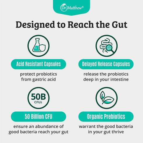 Prebiotics and Probiotics: Lactobacillus Gasseri, Rhamnosus, Plantarum, Casei, Bifidobacterium longum, lactis, infantis