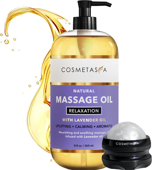 Lavender Relaxation Massage Oil with Roller Ball - 100% Natural Blend for Calming, Soothing Massage Therapy