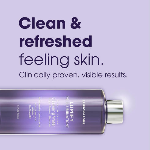 LUMIFY Eye Illuminations Cleansing Water & Eye Makeup Remover, 3-in-1 Micellar Water with Hyaluronic Acid, 160mL