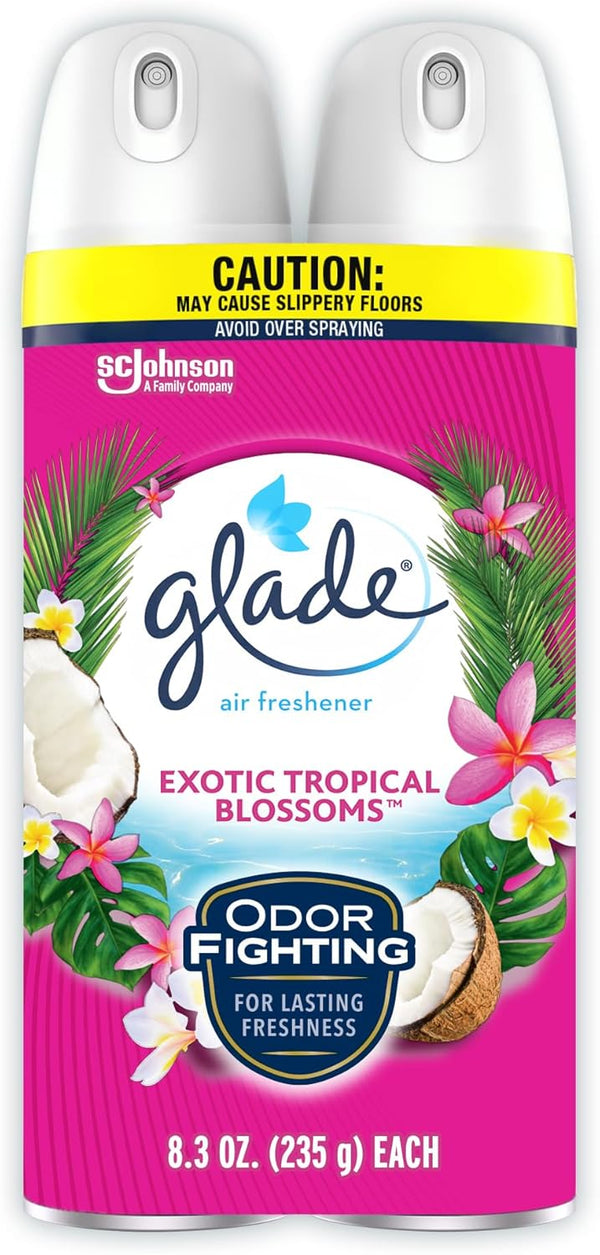 Glade Air Freshener Odor Fighting Room Spray, Exotic Tropical Blossoms, 8.3 oz, Pack of 2