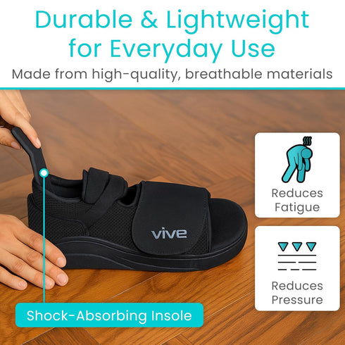 Vive Rounded Post Op Shoe for Injured Foot - Orthopedic Recovery Shoes for Women, Men - Lightweight, Adjustable Medical
