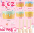 Ninehaoou 100 Pack 8 oz Frozen Paper Ice Cream Cups with Wooden Spoons, Disposable Dessert Bowls, Colorful Sundae Bar