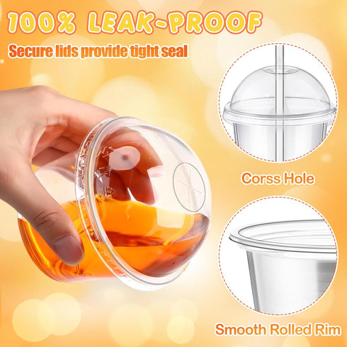 Jingmore 400 9 oz Lids,200 200 Pcs Plastic Dessert Cups with Pcs Clear Disposable Parfait Fruit Cups