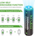 Pack of 8 Kruta Ni-MH AA Rechargeable Batteries 2000mAh for Solar Lights, Pathway Lights