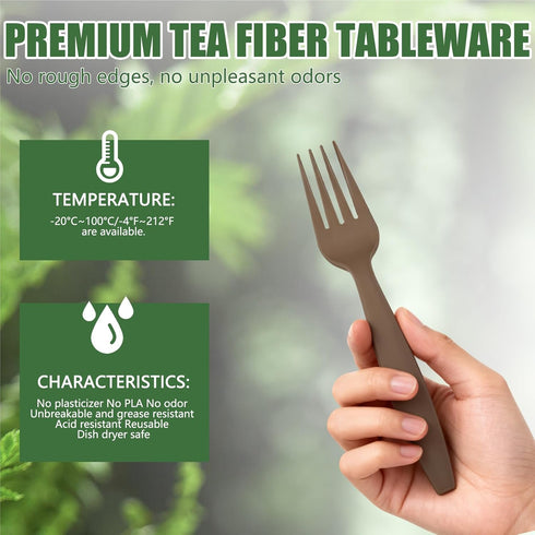 Zero Era 20 Count Bio-Based Disposable Fork, | Tea Fiber Fork, Plastic-Free Cutlery | No Microplastics, No Plasticizers