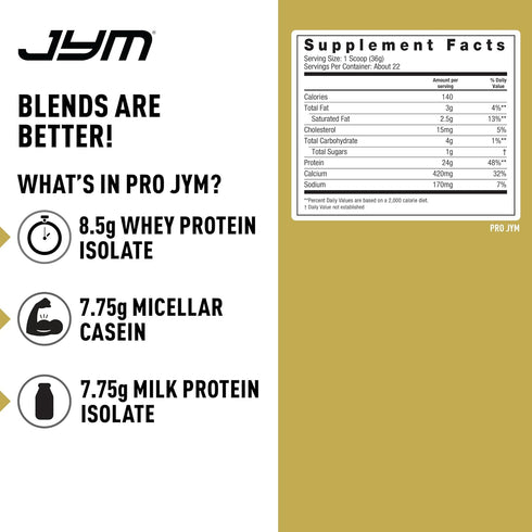 Jym Supplement Science Pro JYM Protein Powder - Chocolate Mousse, Whey Isolates, Casein, Milk Protein, 22 Servings