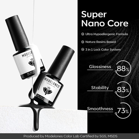 modelones Gel Nail Polish Set, 2 Pcs 15ml Pure Black and White Soak Off LED UV Gel Polish Kit for Women