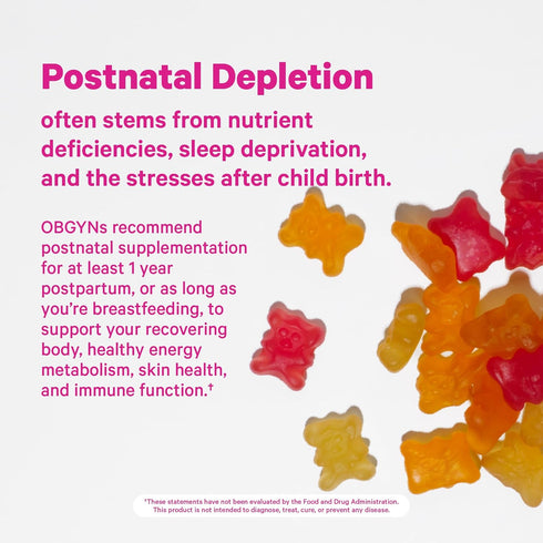 Pink Stork Total Postnatal Vitamin Gummies - Multivitamin for Postpartum Recovery & Lactation Support - 60 Gummy
