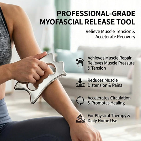 MINZHOUYA QKIIP Muscle Scraper Tool for Back & Legs, Enlarged Myofascial Massage Release Tool, Stainless Steel Scraping