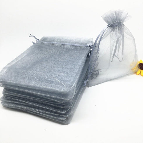 100pcs 4x6 Inches Drawstrings Organza Gift Candy Bags - Wedding Favors (Gray)