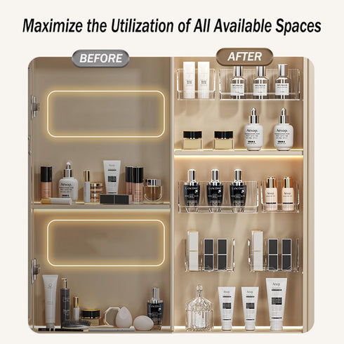 MORNITE 6 Pcs Medicine Cabinet Tray Organizer - Clear Plastic Storage Holder for Skincare, Perfume, Lipsticks, and
